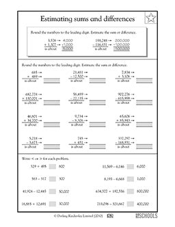 Estimating Sums and Differences Worksheet (Grade 5).